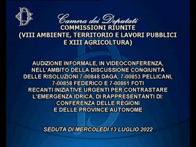 Iniziative urgenti per contrastare l’emergenza idrica - Audizione Conferenza delle Regioni - 13.07.2022